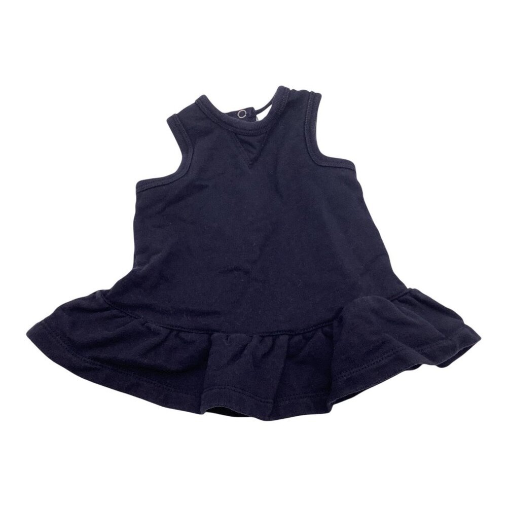 Ralph Lauren Dress Girls 3 Months Sleeveless Navy Blue Ruffle Hem Cotton‎